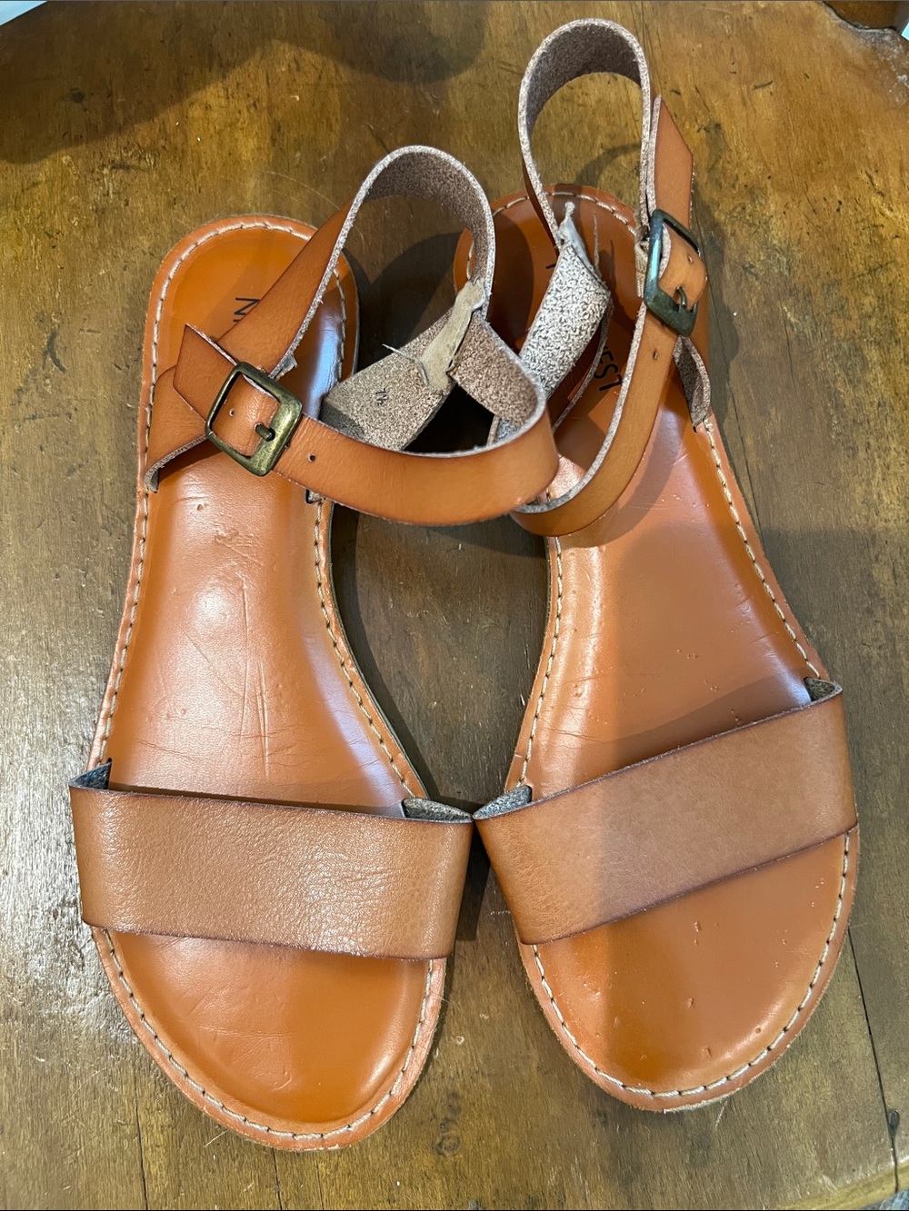 Nine West Tan Leather Ankle-Strap Sandals